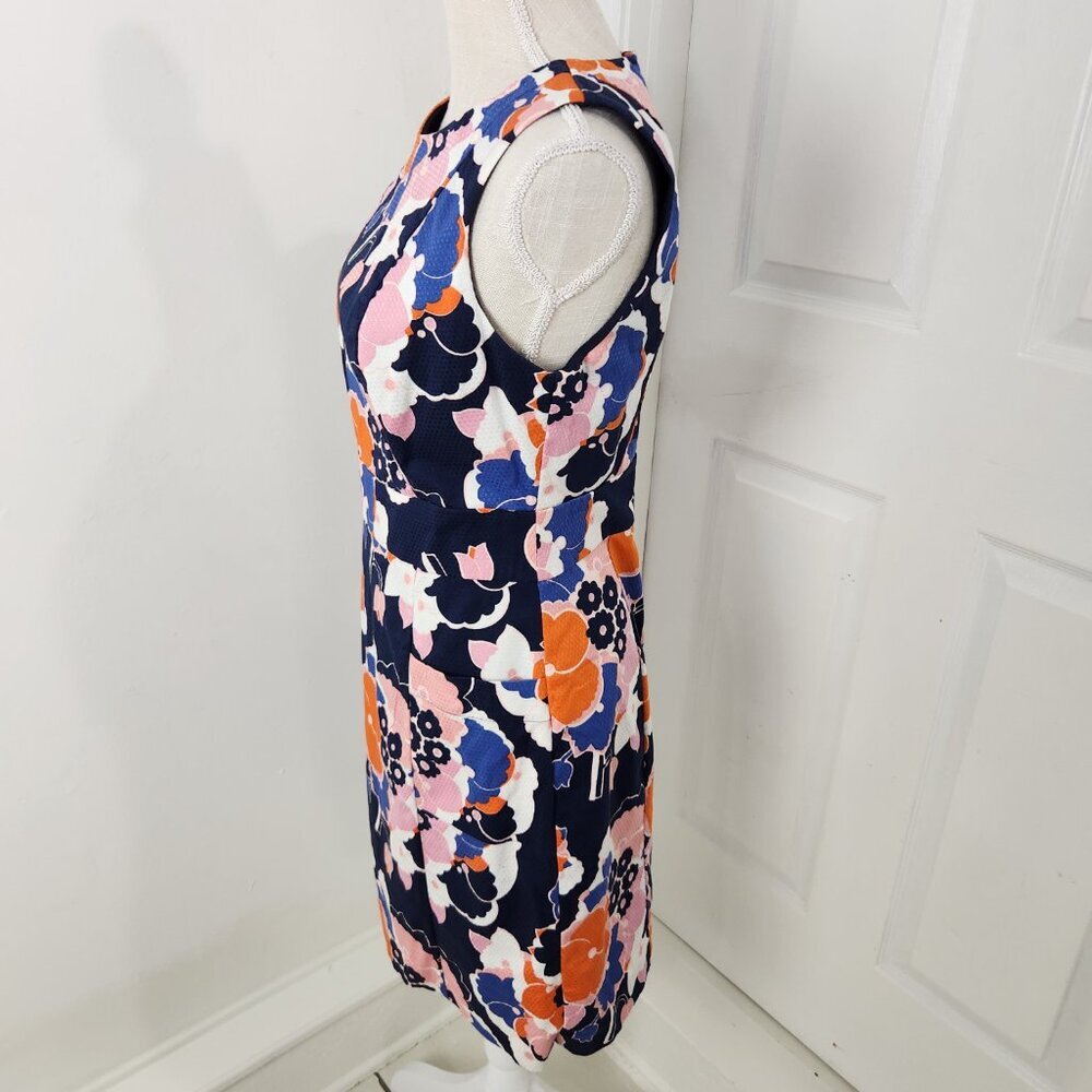 Boden Dress Womens 6 Blue Orange Floral Knee Modest Church Office Career - Picture 4 of 16